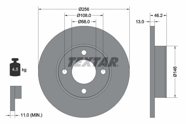 TEXTAR 92025900 | Fren Diski VW A80,A100 86-91 Ön | 2 Adet