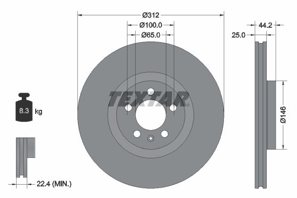 TEXTAR 92306405 | Fren Diski VW A1 2019-> | 2 Adet