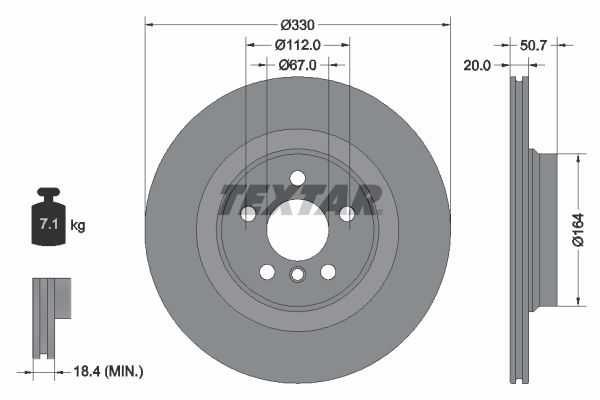 TEXTAR 92306805 | Fren Diski BMW F-39 / 40 / 44 U-11 | 2 Adet