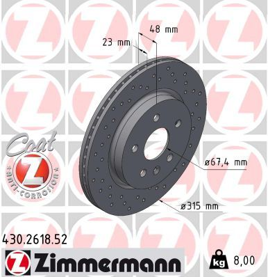 ZIMMERMANN 430.2618.52 | Fren Diski Sport | 2 Adet