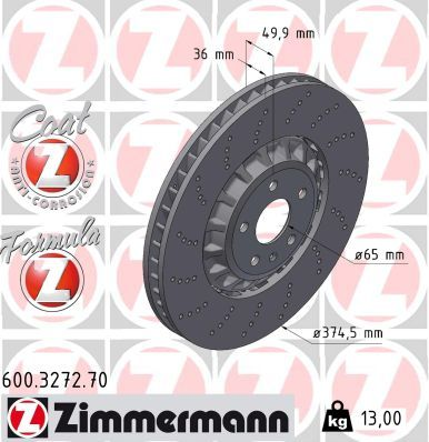 ZIMMERMANN 600.3272.70 | Fren Diski Ön Audi Rs Q3 Delikli Sport 375mm | 2 Adet
