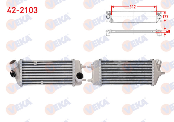 VEKA 42-2103 | Turbo Radyatörü (Intercooler) Hyundai Accent Era 1.5 CRDI 2006-2012 / Kia Rio II 1.5 CRDI 2006-2011