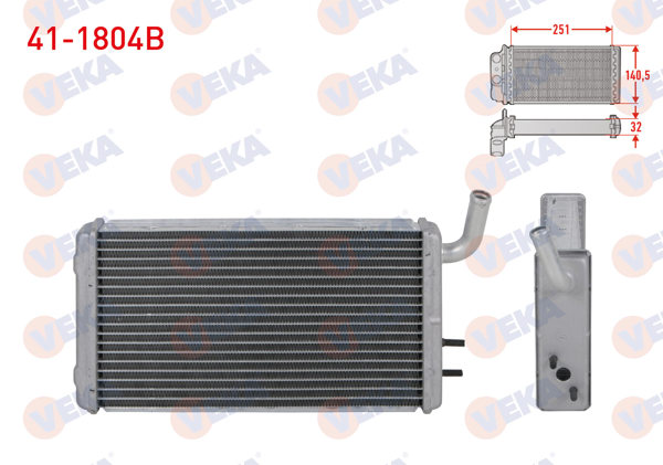 VEKA 41-1804B | Kalorifer Radyatörü Brazing Metal Kazan (5.5mm Fin) Fiat Dogan 1.6 1993-2002