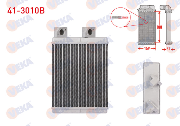VEKA 41-3010B | Kalorifer Radyatörü Brazing (5.5mm Fin) Mitsubishi L200 (K7t,K6t) 2.5 TD 1996-2006