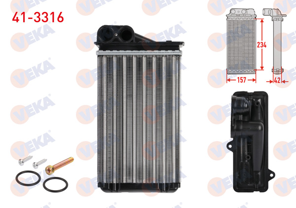 VEKA 41-3316 | Kalorifer Radyatörü Mekanik Peugeot 207 (Wa,Wc) 1.4 HDI 2006-2012