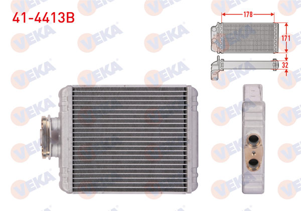 VEKA 41-4413B | Kalorifer Radyatörü Brazing Volkswagen Polo 1.2 TSI-1.4 TDI-1.4 TSI 2009-/ Audi A1 1.4 TFSI 2010-/ Seat Ibiza IV 1.4 TDI 2002-2009 / Skoda Fabia 1.4 TDI 2014-/ Rapid 1.6 TDI 2013 -