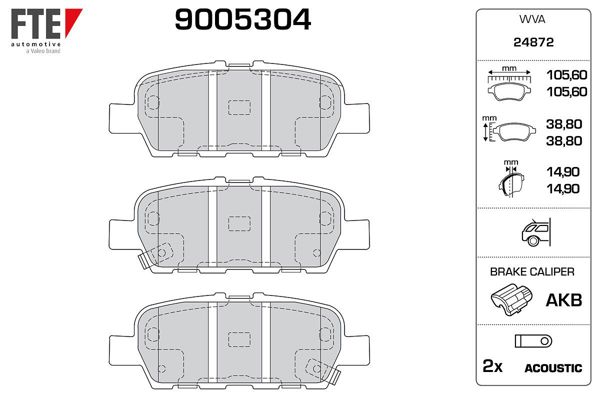 FTE 9005304 | Fren Balatası Arka Cube Juke 10 > Pulsar 14 > Q50 Q60 Q70 13 > Grand Vitara II 03 >
