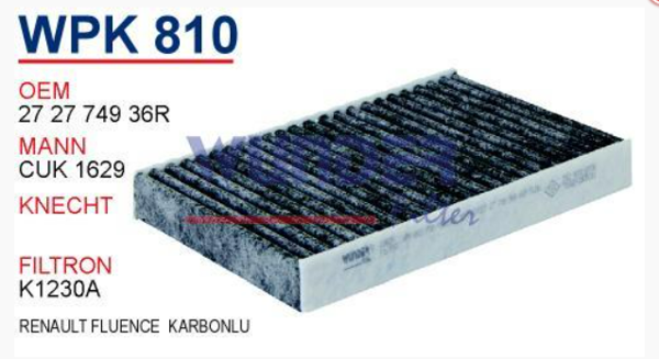 Renault Fluence Tüm Modeller polen Filtresi Karbonlu