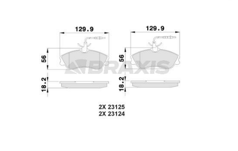 BRAXIS AB0020 | Ön Fren Balatası Partner P306 Cabrıolet / Sedan 1.8I 16V 2.0I Berlingo Xsara 1.8I.1.9D (< 03) Fısl