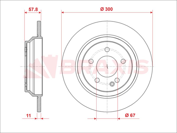 BRAXIS AE1013 | Fren Diski Arka V-Class W447 14 > Vito W447 14 >