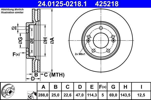 ATE 24.0125-0218.1 | Fren Diski i30 / Ceed / Xceed 16 > Ön | 2 Adet