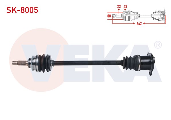VEKA SK-8005 | Komple Aks Sol Arka Suzuki Swift III (Mz,Ez) 1.3İ 4X4 ABS li 43 Dıs Uzunluk 642 2005-2010