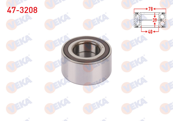 VEKA 47-3208 | On Tekerlek Rulmanı Sol-Sağ ABS li 40X78x39 Opel Corsa F 1.2-1.5 D 2019-/ Peugeot 2008 II-208 II 1.5 Bluehdı-1.2 Puretech 2018-/ Ds Automobıles Ds3 Crossback 1.2 Puretech-1.5 Bluehdı 2019 -