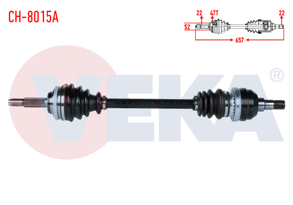 VEKA CH-8015A | Komple Aks Sol Ön Chevrolet Aveo (T250) 1.2 16V Doch ABS li 47 Dıs M-T Uzunluk 657mm 2006-2011