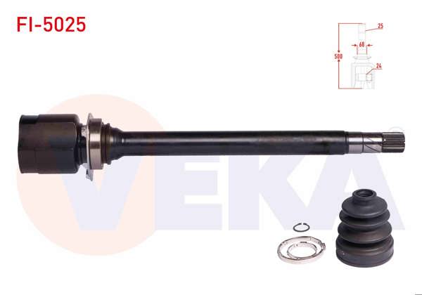 VEKA FI-5025 | Aks Kafası Sağ On Ic Fiat Egea 1.6 Mjt M-T 25X24x68 Uzunluk 500mm 2015 -