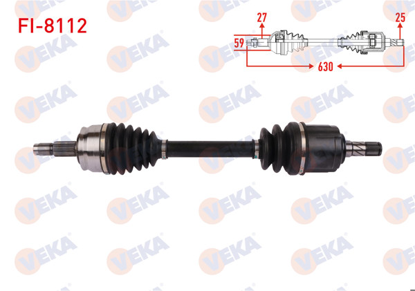 VEKA FI-8112 | Komple Aks Sol Ön Uzunluk 630mm Fiat 500 X 1.4 6 At / 6 Mt 2014-/ Jeep Renegade 1.4 6 At / 6 Mt 2014 -