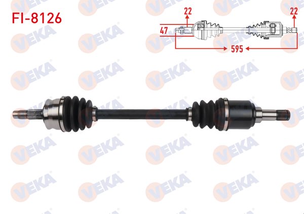 VEKA FI-8126 | Komple Aks Sol Ön Uzunluk 595mm Fiat Panda 1.2 2003 -