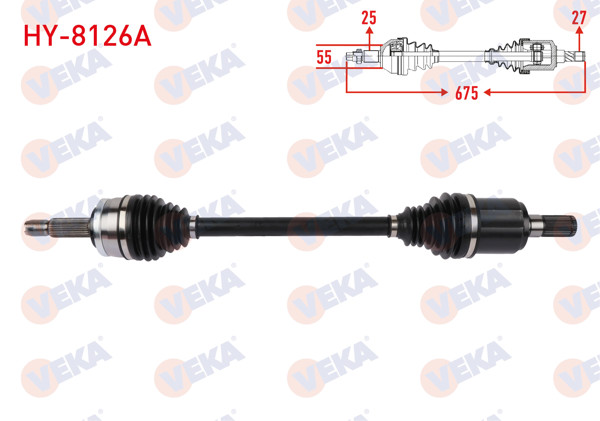 VEKA HY-8126A | Komple Aks Sol Ön Uzunluk 675mm Hyundai i20 1.4 6 A-T 2021 -