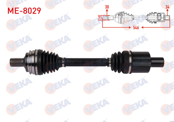 VEKA ME-8029 | Komple Aks Sol Ön Uzunluk 546mm Mercedes S Serisi (W221) S320 S350 4-Matic 2005-2013 / E Serisi (W212) E 63 Amg 4-Matic 2013-2016 / CLS (C218) Amg 4-Matic 2013-2017
