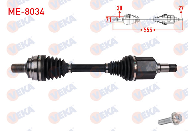 VEKA ME-8034 | Komple Aks Sağ On Uzunluk 555mm Mercedes C-Serisi (W205) C200 C220 C250 C400 4-Matic 2014 -