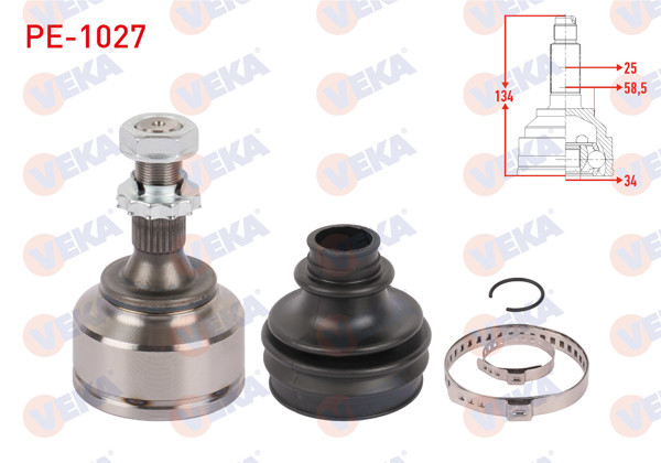 VEKA PE-1027 | Aks Kafası Sol-Sağ On Dıs Uzunluk 134mm P307 1.6 A-T 00-07 / Partner-Berlingo 1.6 HDI 08-/ C4 I-II 1.4 16V 1.6 HDI / 308 1.6 Thp Mc Şanzıman M-T 07-13 / P207 06-12 / P208 1.6 HDI 13-19 / P308 09-14 / P2008 15 -