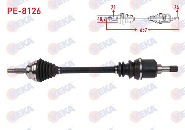 VEKA PE-8126 | Komple Aks Sol Ön Uzunluk 657mm Peugeot 301 1.6 HDI M-T 2012-/ Citroen C-Elysee 1.5 Bluehdi M-T 2018 -