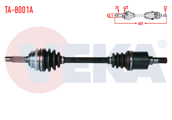 VEKA TA-8001A | Komple Aks Sol Ön Tata Indıgo (4_V2) 1.4 CRDI Turbo ABS li 42 Dıs Uzunluk 601mm 2003 -