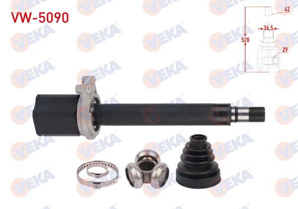 VEKA VW-5090 | Aks Kafası Sağ On Ic 42X29x36,5 Uzunluk 528mm Volkswagen Crafter 2.0 TDI A-T M-T 2016-/ Man Tge 2.0 TDI A-T M-T 2016 -