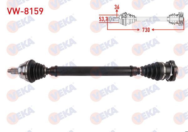 VEKA VW-8159 | Komple Aks Sağ On Uzunluk 730mm VW Polo (9N_) 1.4 A-T 2001-2012 / Ibiza (6L1) 1.4 A-T 2002-2007 / Cordoba (6L2) 1.4 2002-2007 / Skoda Fabia (6Y2) 1.4 A-T 1999-2008
