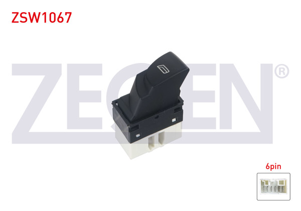 ZEGEN ZSW1067 | Cam Açma Anahtarı Tekli Beyaz 6 Pin Turuncu Işık Ducato-Jumper II-Boxer II 2002-2006