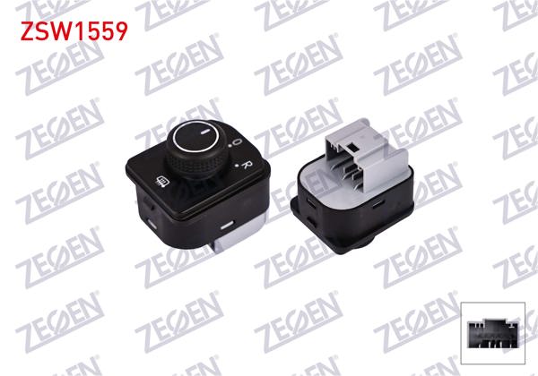 ZEGEN ZSW1559 | Ayna Ayar Düğmesi 6 Pin Volkswagen Arteon 2017-/ Crafter 2018-/ Passat 2014-/ Tiguan 2016-Touran 2015-/ T-Roc 2017 -