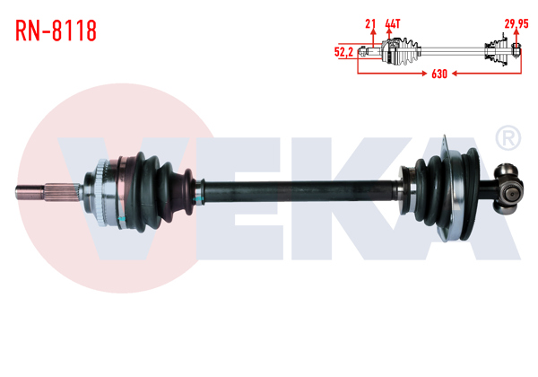 VEKA RN-8118 | Komple Aks Sol Ön Renault Clio II (Bb0 / 1 / 2,Cb0 / 1 / 2) 1.5 DCI ABS li 44 Dıs Yaylı Tip Uzunluk 630 mm 1998-2005