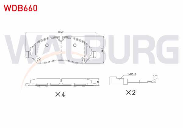 WALBURG WDB660 | Fren Balata Fişli On Ford Transit (V363, V710) (Çift Teker) 2.2 TDCI 17.00mm 2014 -