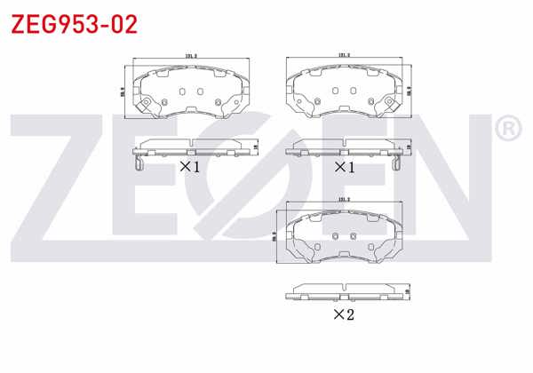 ZEGEN ZEG953-02 | Fren Balata Ön Ikazlı Chery Tıggo 7 Pro 23-/ Sonata IV 2.0İ 01-04 / Sonata IV 2.7İ V6 01-04 / Tucson 2.0 CRDI 04-10 / Elantra 1.6İ 01-07 / Elantra 2.0 CRDI 01-07 / Sportage 2.0 CRDI 04-10