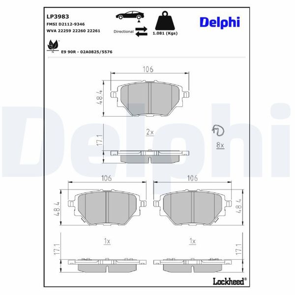 DELPHI LP3983 | Ön Fren Balatası Mg Hs 1.5 18 >