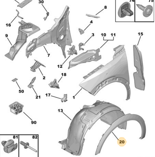 PSA 98341733XT | Çamurluk Cevre Çıtası Ön Sol Mokka 2021 -