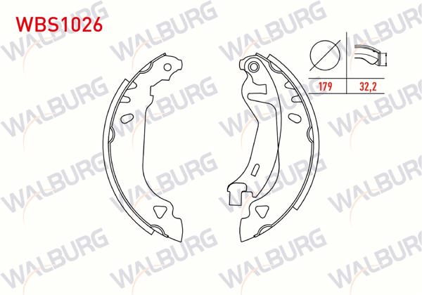 WALBURG WBS1026 | Fren Pabuç Balata Arka Fiat Tempra 1.6 Levyelı 179X32,2 mm 1992-1999 / Fiat Tipo 1.6İ 1990-2000 / Fiat Tempra 1.6İ 1992-1999 / Fiat Tipo 1.4İ 1990-2000