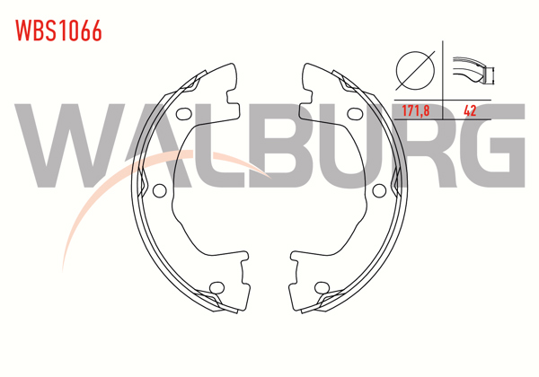 WALBURG WBS1066 | Fren Pabuç Balata Arka Iveco Daily IV 3.0 171,8X42 mm 2006-2011 / Iveco Daily IV 2.3İ 2006-2011
