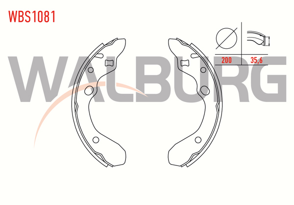 WALBURG WBS1081 | Fren Pabuç Balata Arka Mazda 323 V (Ba) 1.5İ 16V Geniş Tip 200X35,6 mm 1994-1998 / 323 V (Ba) 1.6 TD 1994-1998 / 323 V (Ba) 1.8İ 16V 1994-1998 / 323 V (Ba) 1.3İ 16V 1994-1998 / 323 V (Ba) 1.6 TD 1994-1998