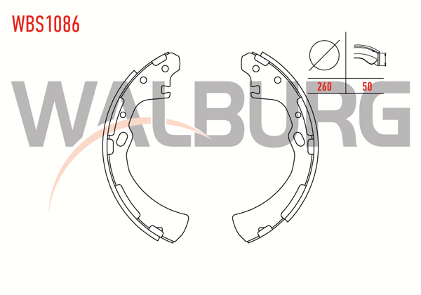 WALBURG WBS1086 | Fren Pabuç Balata Arka Nissan Pick Up (D22) 2.5 D 4X2 260X50 mm 1998 -