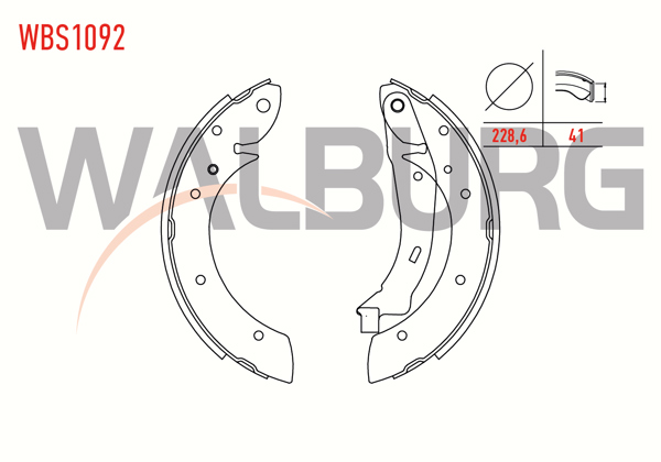 WALBURG WBS1092 | Fren Pabuç Balata Arka Peugeot Partner (5,5F) 1.9 D Levyelı 228,6X41 mm 1996-2008 / Partner 1.6 HDI-1996-2008 / Berlingo 1.6 HDI-2008-/ Partner 2.0 HDI-1996-2008 / Berlingo 2.0 HDI-1996-2008