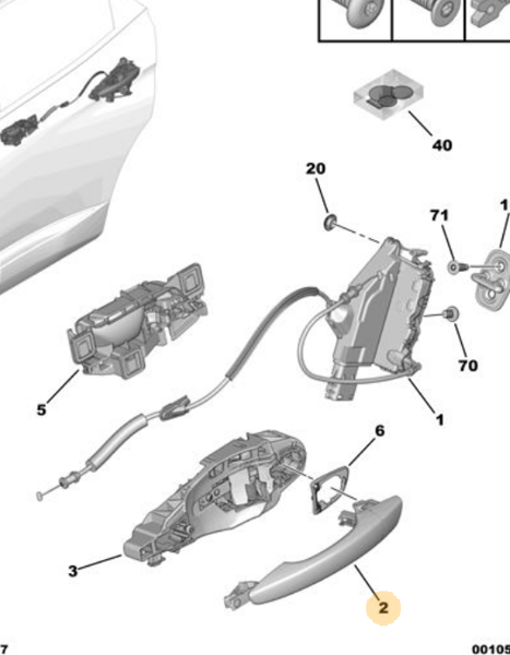 PSA 980297831T | Sol Arka Kapı Kolu 508 / Crosland-X