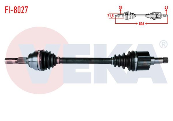 VEKA FI-8027 | Komple Aks Sol Ön Fiat Ducato (250) 2.3 Mjt Uzunluk 806mm 2006-2014