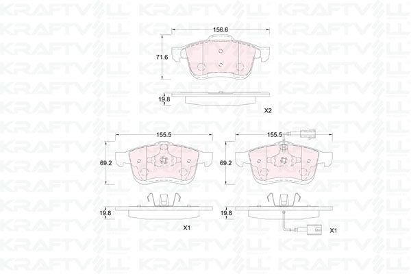 KRAFTVOLL 07010378 | Ön Fren Balatası Fiat Doblo III 500L 10 > Opel Combo 12 > Lancıa Delta III 09 > 14