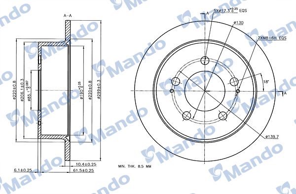 MANDO MBC030042 | Ssangyong Actyon-Kyron-Rexton Arka Fren Diski (Eski Kod:Mbc030060)