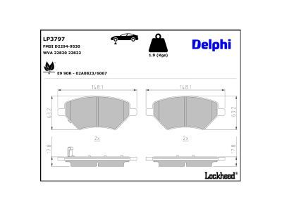 DELPHI LP3797 | Fren Balatası Tiggo 8 Pro / Pro Max / Plus Tiggo 7 / Omoda 5 16 > Ön