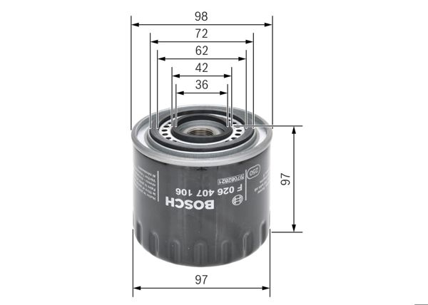 BOSCH F026407106 | Yağ Filtresi Renault Escape III 2.2 96-00