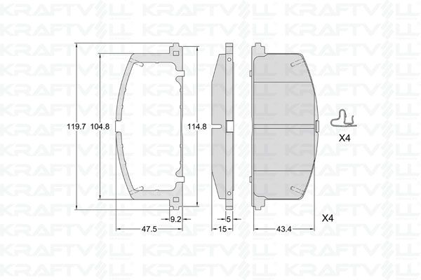 KRAFTVOLL 07010325 | Ön Fren Balatası Toyota Corolla 1.3 1.6 Karburatorlu 1988-1997 Corona 1988-1991 (At171 191)