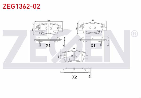 ZEGEN ZEG1362-02 | Fren Balata Arka Ikazlı Hyundai Elantra 1.6 D-Cvvt 2011-2015 / Sonata V 2.0 VVTI 2005-2010 / Kia Soul (Am) 1.6 CRDI 2009-/ Optıma 1.7 CRDI 2012 -