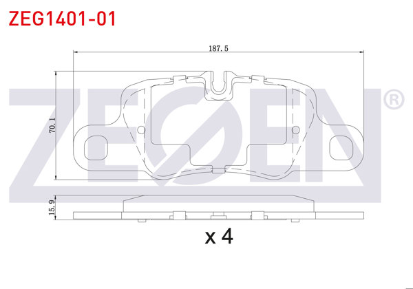 ZEGEN ZEG1401-01 | Fren Balata Arka Porsche Panamera 3.0-3.0 D-3.6-4.8-Turbo 2010-2016 / 911 Carrera 3.0 4S-3.8 2012 -